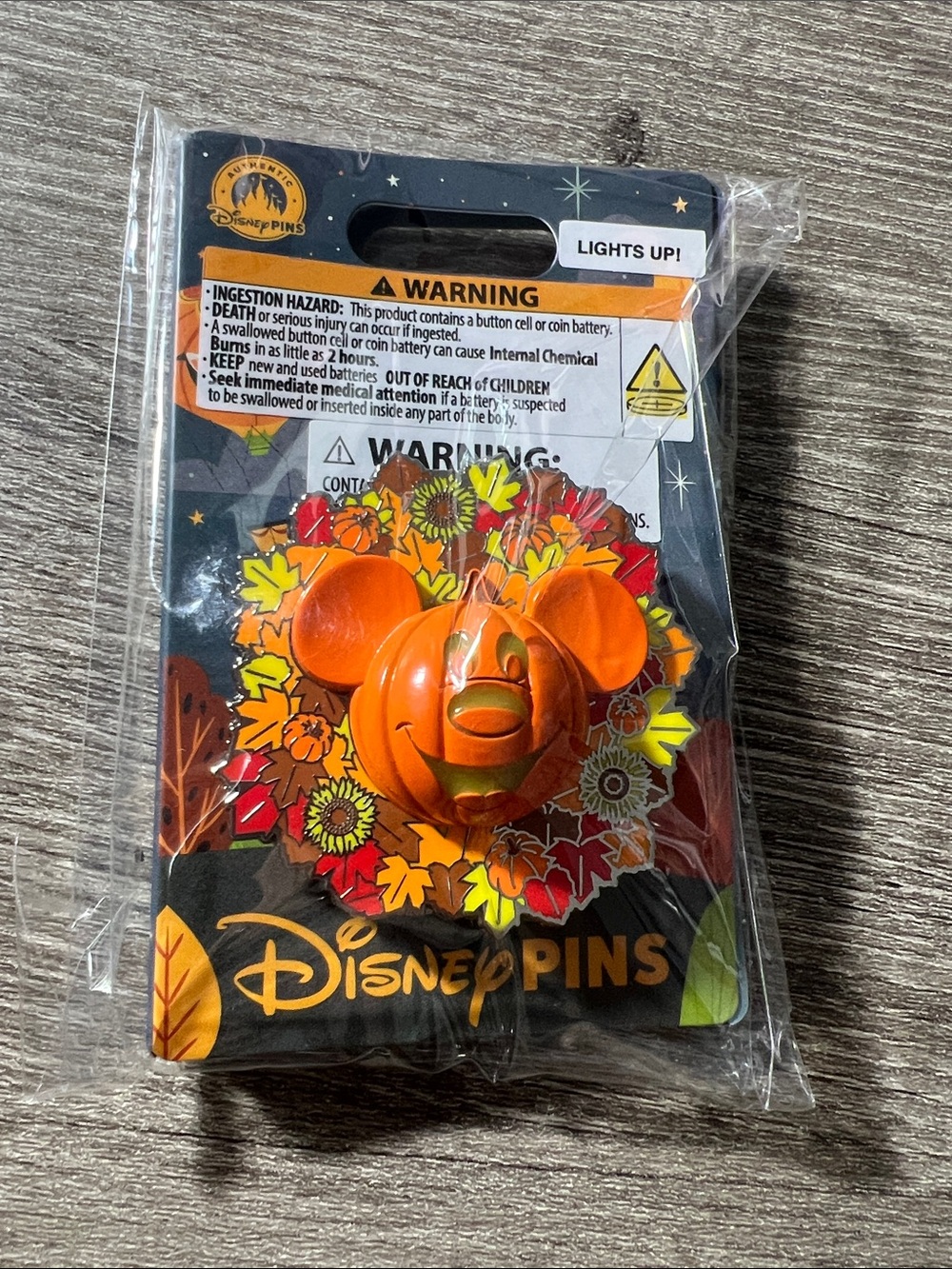 Disney Orange Mickey Pumpkin Light-Up Halloween Pin